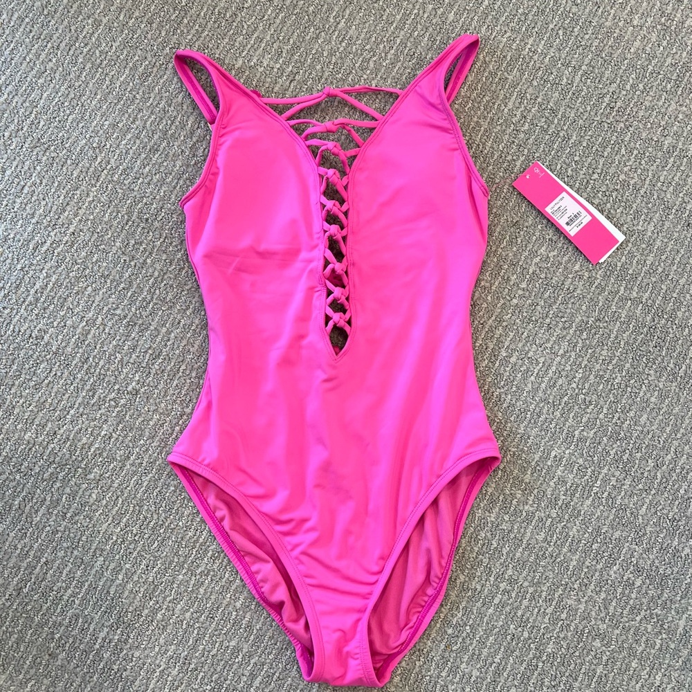 Lilly Pulitzer NWT Pink Lace-Up One-Piece Swimsuit
